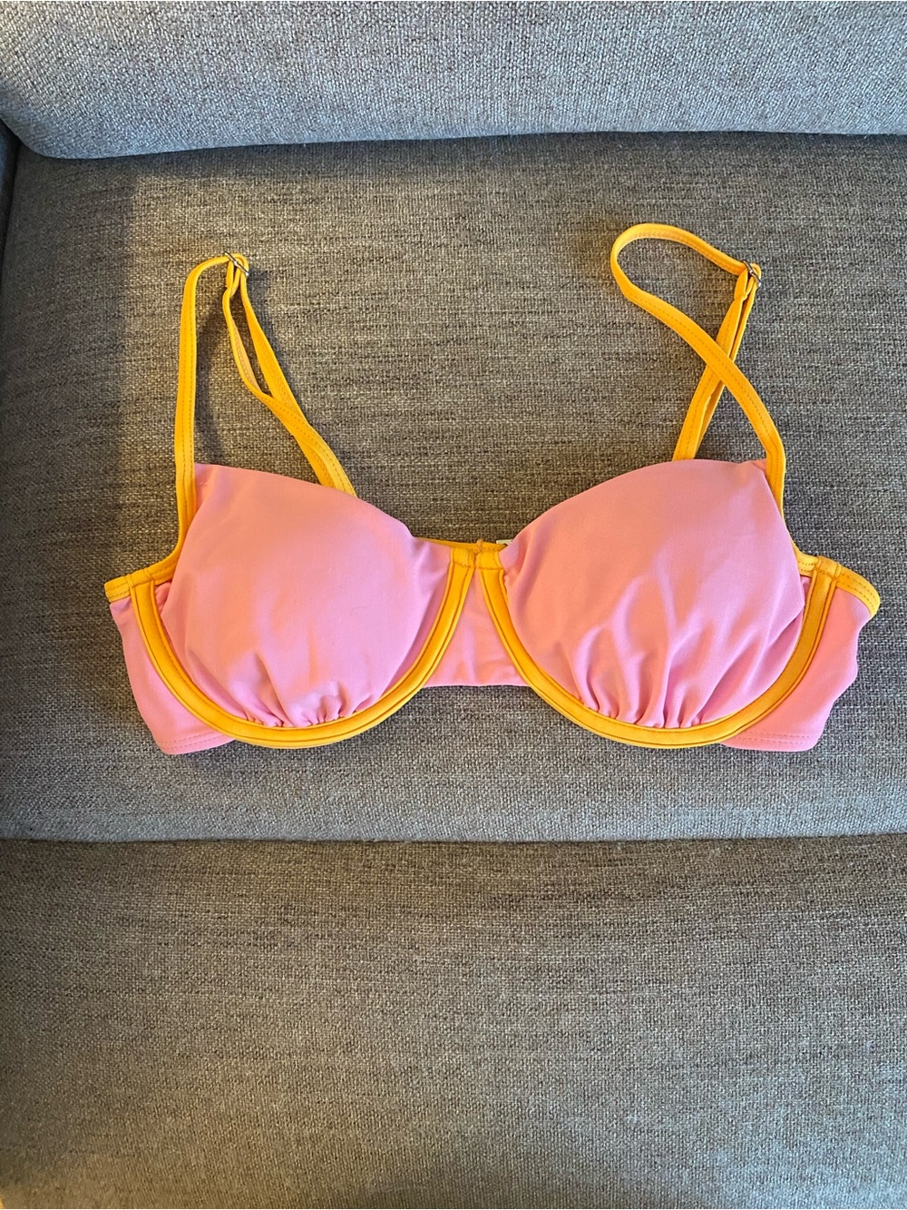 wild fable Pink and Yellow Colorblock Bikini Top
